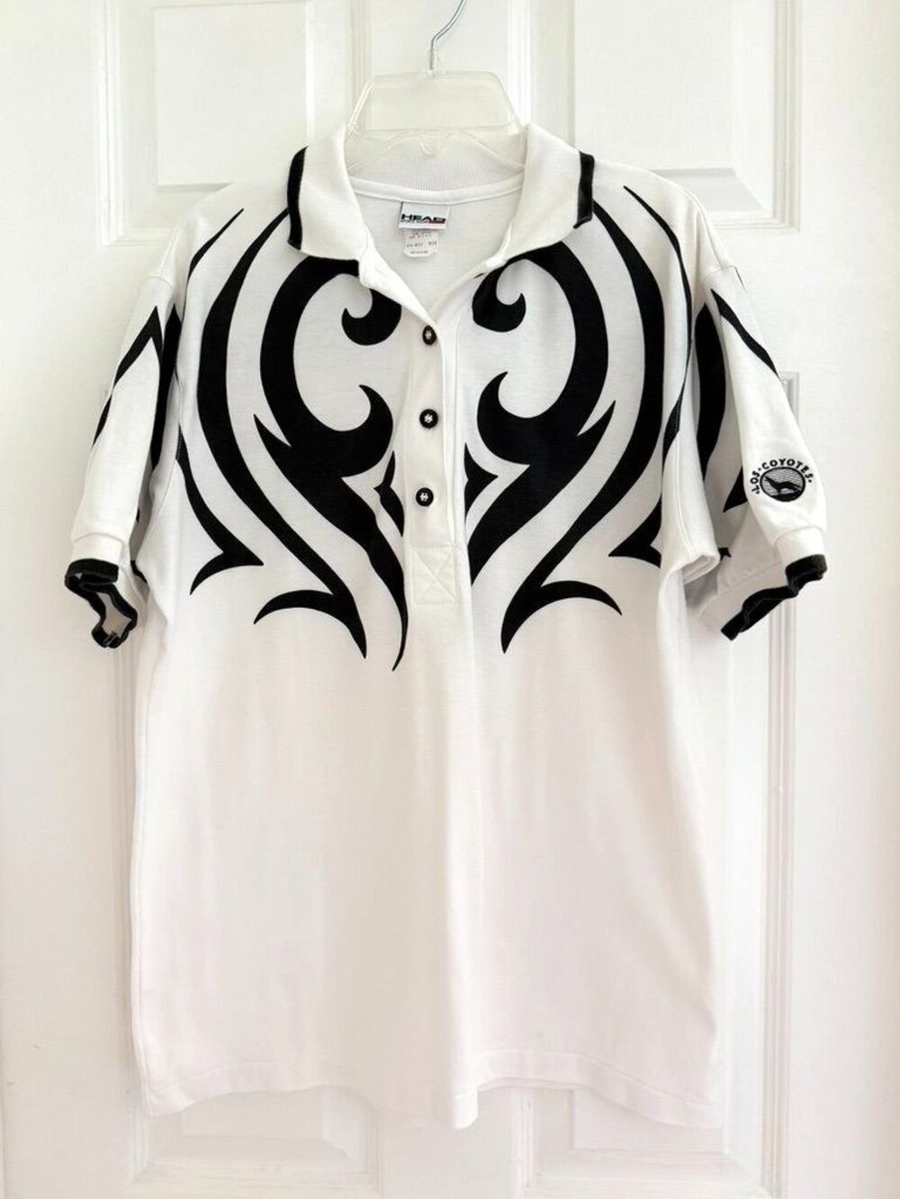 HEAD Sportswear Los Coyotes White Black Polo Top Size Medium Golf Country Club
